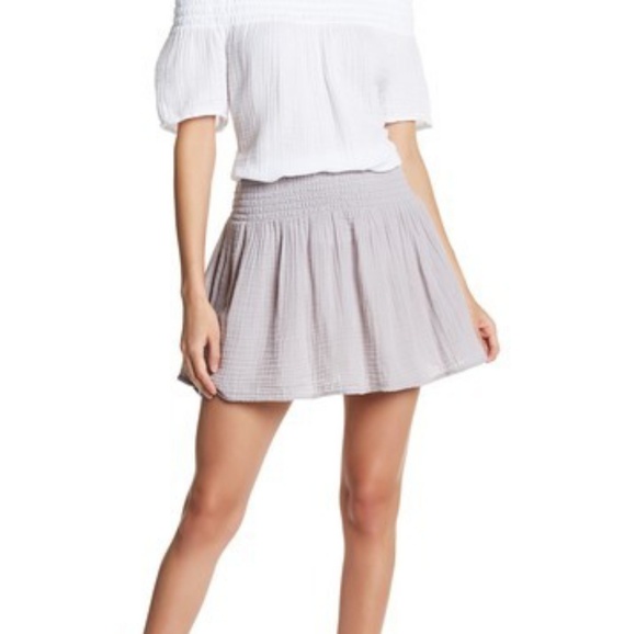 Michael Stars Womens Double Gauze Smocked Waist Skirt